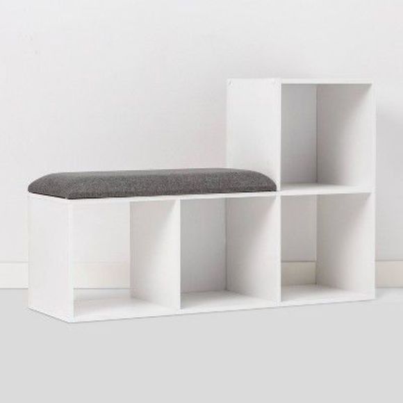 Cube Bookshelf with Bench White - Room Essentials - Picture 2 of 4